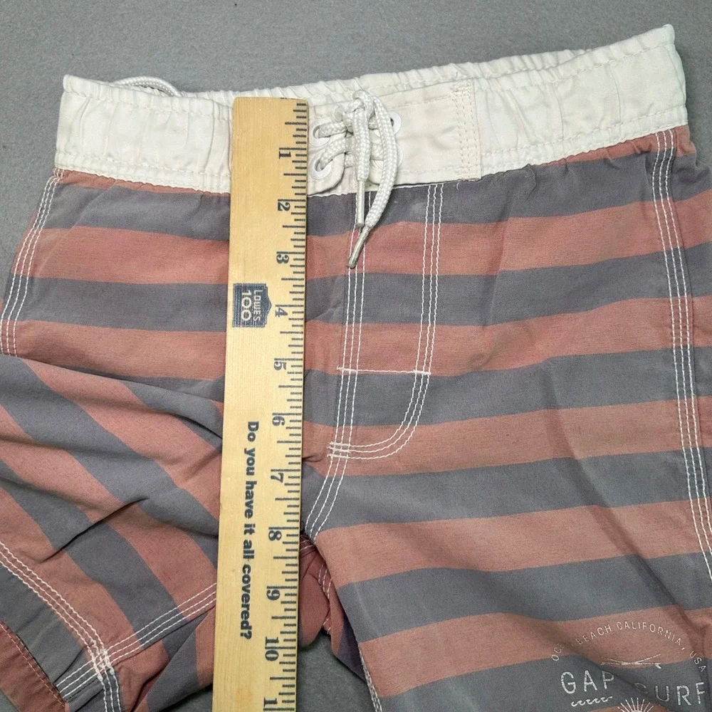 Gap Kids Swim Trunks Kids Size S 6-7 Orange Grey Striped Board Shorts